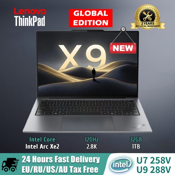 【2025-ThinkPad】Lenovo Laptop ThinkPad X9-14 Aura Ultra7-258V/Ultra9-288V Arc Xe2 32GB+1TB/2TB 2.8K 120Hz Touch Screen