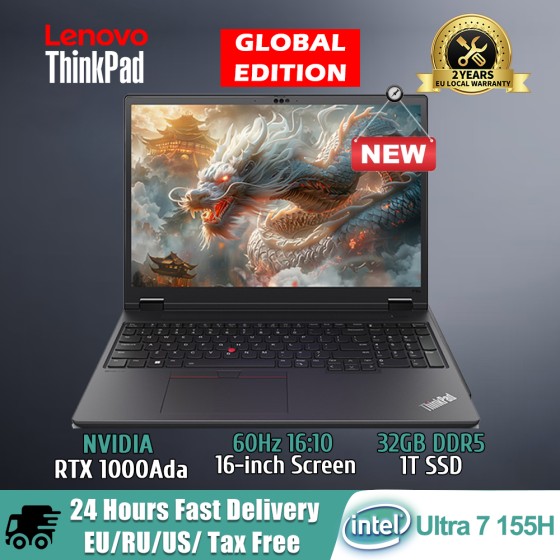 Lenovo ThinkPad P16v Laptop Core Ultra 7 155H NVIDIA RTX1000Ada RAM 32GB 1T SSD 16-inch 60Hz 100% sRGB Screen Notebook Pc