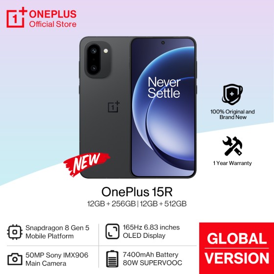 All New OnePlus 15R Global Version Smartphone Snapdragon 8 Gen 5 7400mAh Battery 80W SUPERVOOC 165Hz Display Bluetooth 6.0