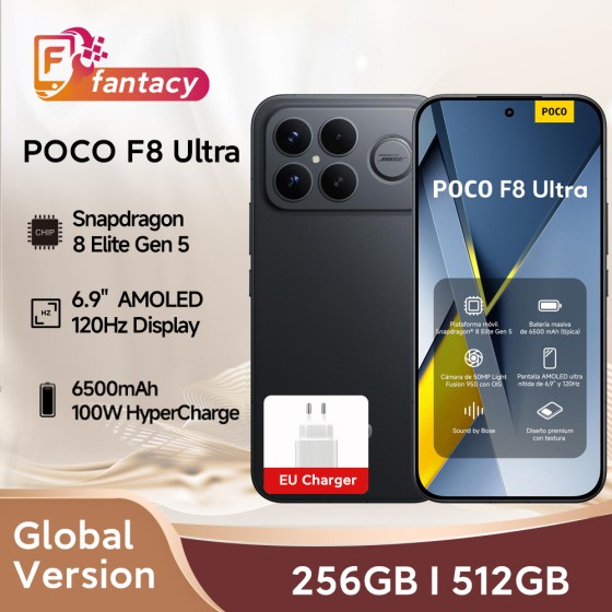 Global Version POCO F8 Ultra Smartphone Snapdragon 8 Elite Gen 5 6500mAh Battery 100W HyperCharging 50MP 6.9" 120Hz Display NFC