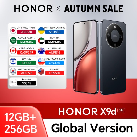 HONOR X9d 12GB+256GB Global Version 5G Smartphone 6.79'' 120Hz AMOLED Screen 108MP AI Main Camera 8300 mAh 66W Supercharging
